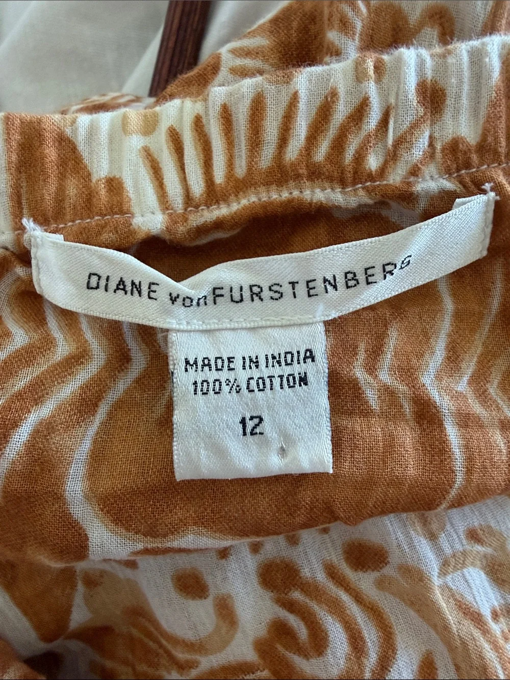 Diane Von Furstenberg Strapless Orange Paisley Print Dress - Picture 2 of 7